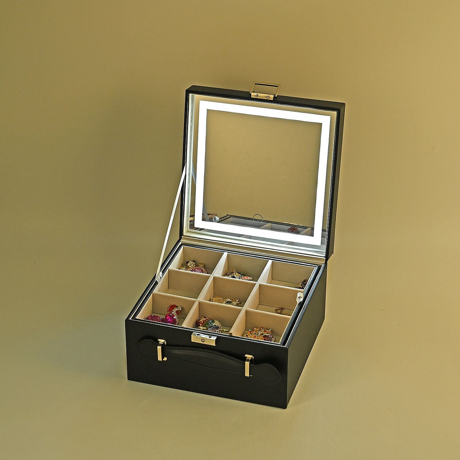 LIQUIDATION DEAL - Multi-Purpose Vanity Box with LED Mirror - Black