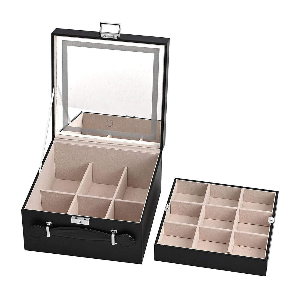 LIQUIDATION DEAL - Multi-Purpose Vanity Box with LED Mirror - Black