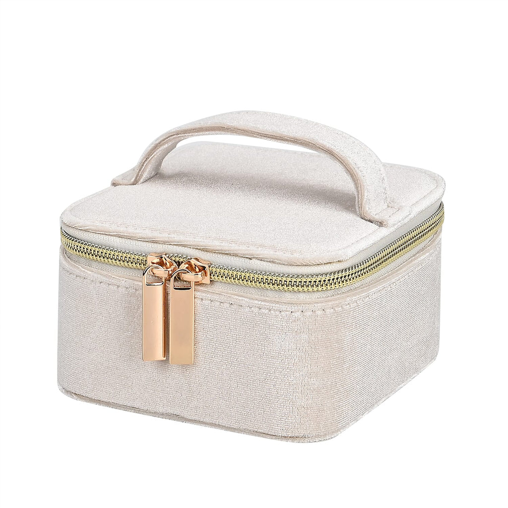 Velvet Jewellery Organiser (Size 12x12x7 cm) - Cream