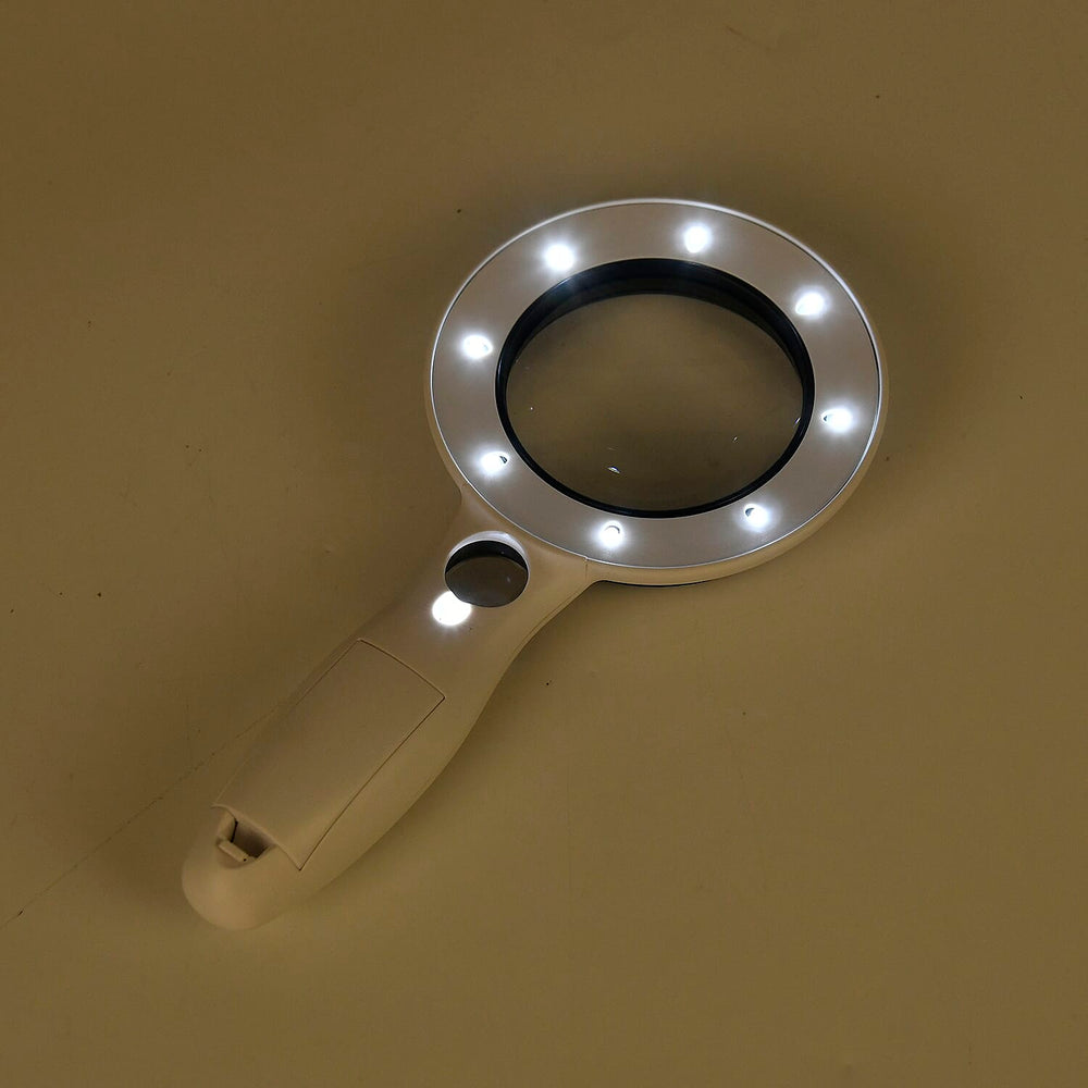 LED Handheld Interchangeable Magnifying Glass (3 x AAA Battery not inc.) - White
