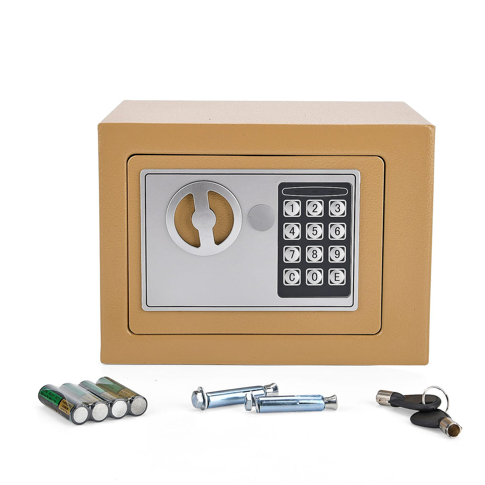 Carbon Steel Safe Box with Electronic Lock (Size 17x23x17cm) - Beige