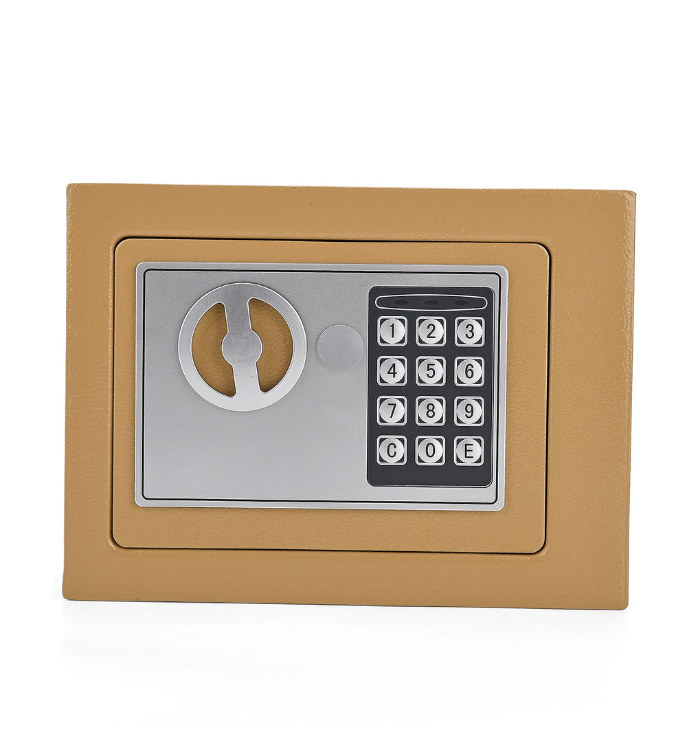 Carbon Steel Safe Box with Electronic Lock (Size 17x23x17cm) - Beige