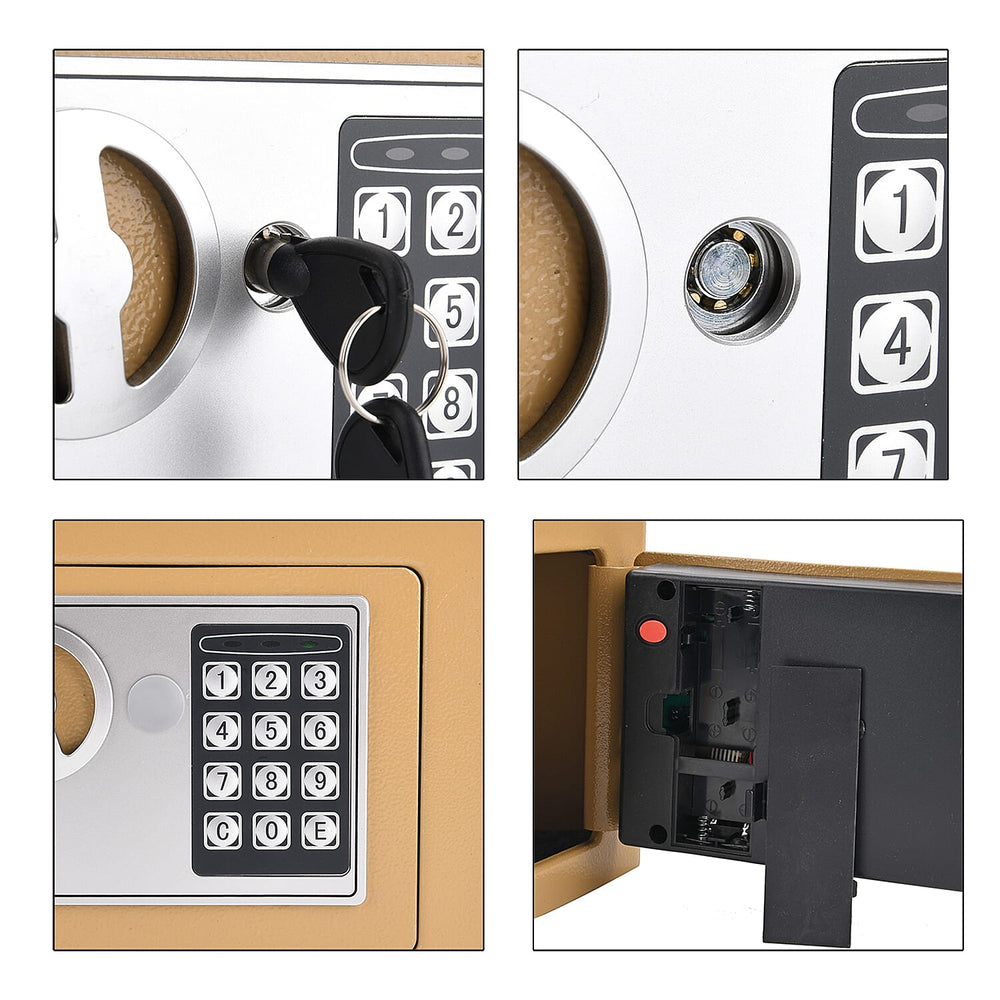 Carbon Steel Safe Box with Electronic Lock (Size 17x23x17cm) - Beige