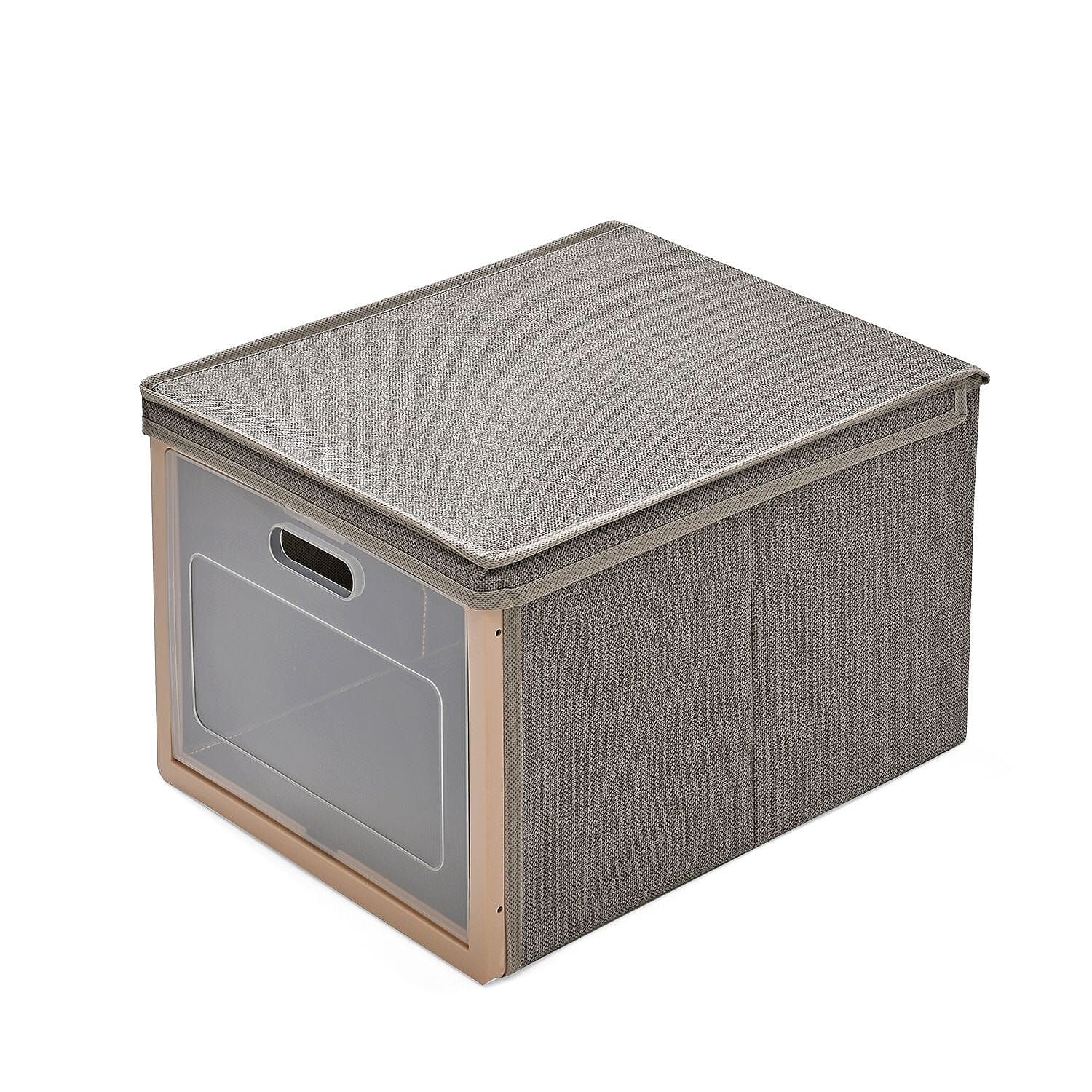 Patterned Storage Box (Size 30x25x40 cm) - Khaki & Grey
