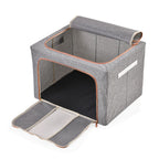 Set of 2 Faux Linen Storage Box with Metal Frame (Size 50x40x32 cm) - Grey
