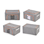 Set of 2 Faux Linen Storage Box with Metal Frame (Size 50x40x32 cm) - Grey