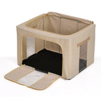 Set of 3- Foldable Oxford Fabric Storage Box with 3 window - Light Yellow