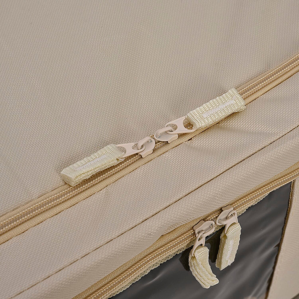 Set of 3- Foldable Oxford Fabric Storage Box with 3 window - Light Yellow