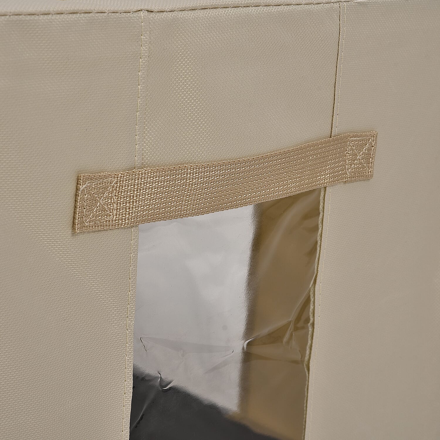 Set of 3- Foldable Oxford Fabric Storage Box with 3 window - Light Yellow