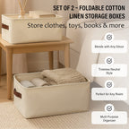 Set of 2- Collapsible Storage Box (Size 45x28x20cm) - Cream