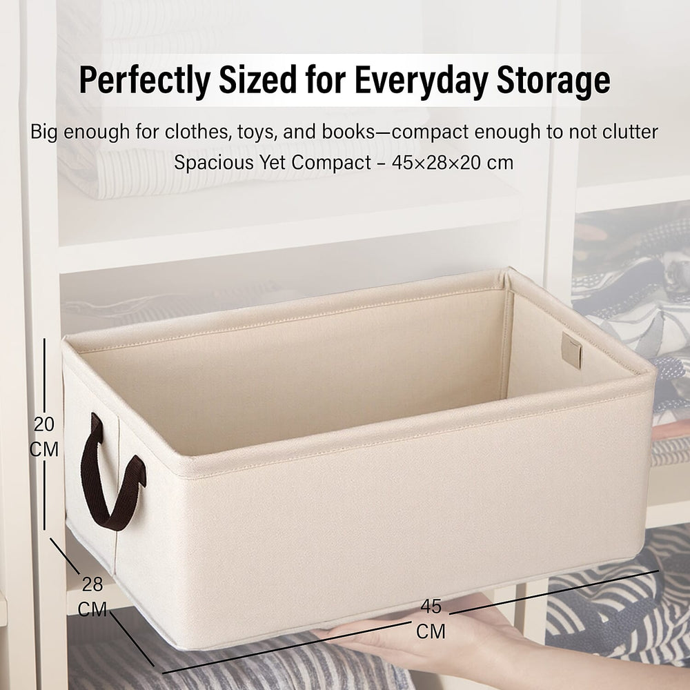 Set of 2- Collapsible Storage Box (Size 45x28x20cm) - Cream