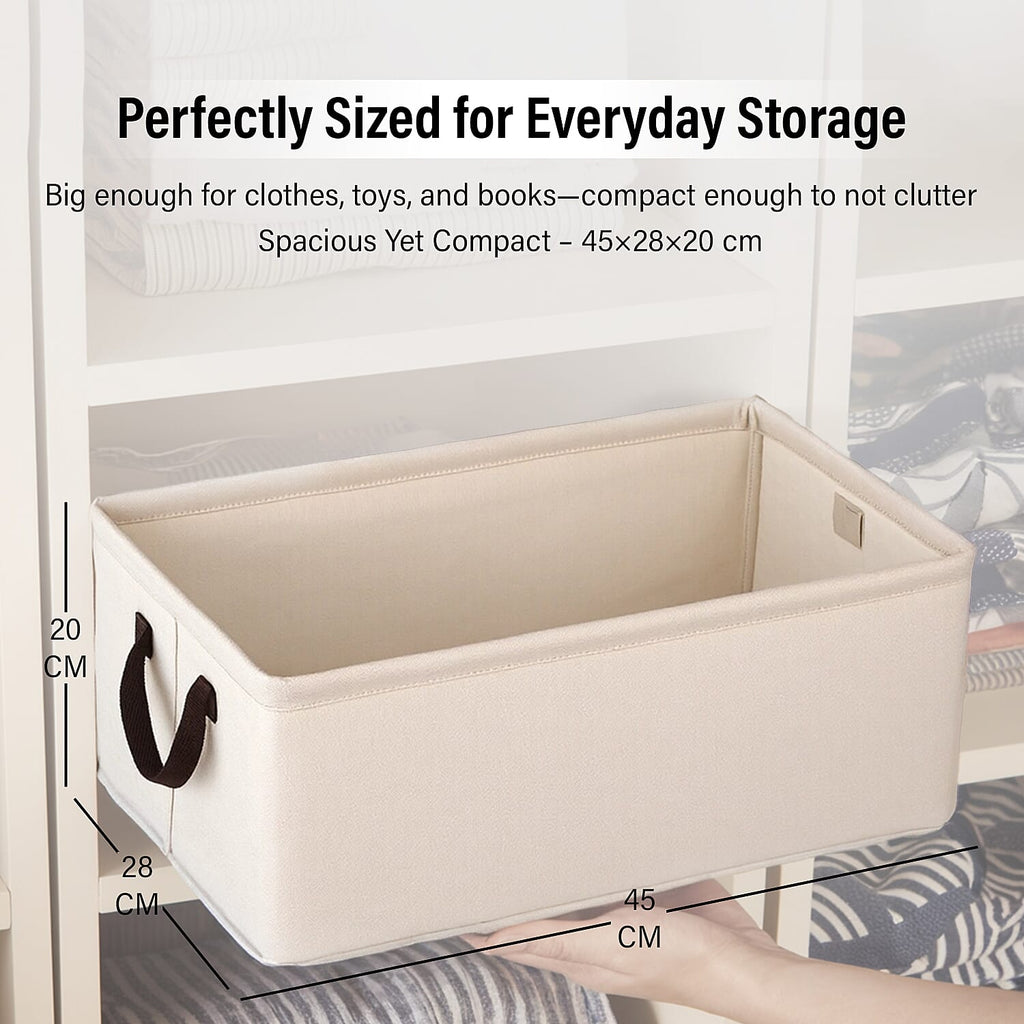 Set of 2- Collapsible Storage Box (Size 45x28x20cm) - Cream