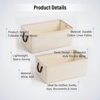 Set of 2- Collapsible Storage Box (Size 45x28x20cm) - Cream