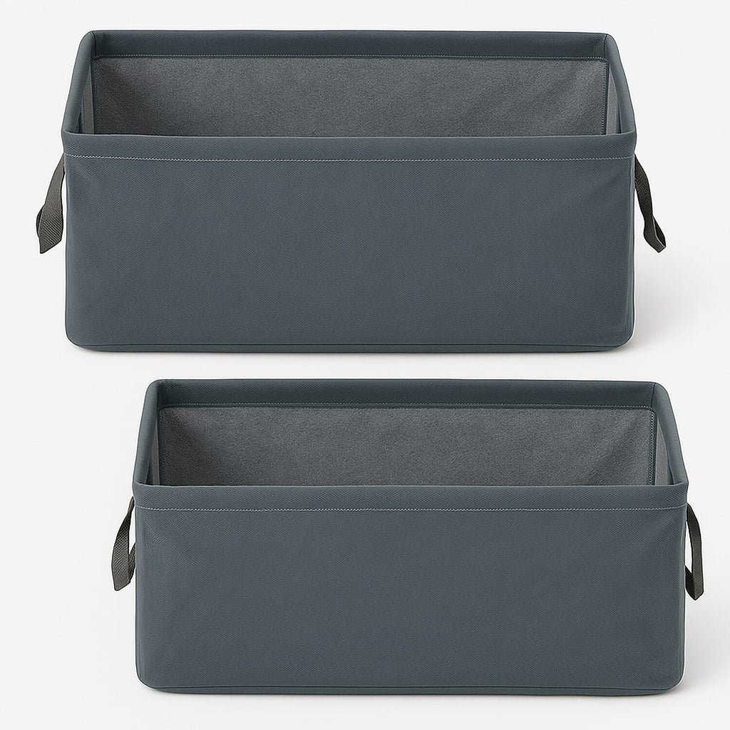 Set of 2- Collapsible Storage Box (Size 45x28x20cm) - Grey