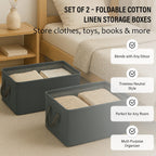 Set of 2- Collapsible Storage Box (Size 45x28x20cm) - Grey