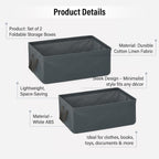 Set of 2- Collapsible Storage Box (Size 45x28x20cm) - Grey