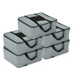 Set of 5 Non-Woven Fabric Storage Bag With Front Pocket - Grey