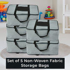Set of 5 Non-Woven Fabric Storage Bag With Front Pocket - Grey