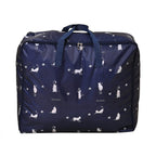 Set of 3 Cat Printed Storage Bags - Blue