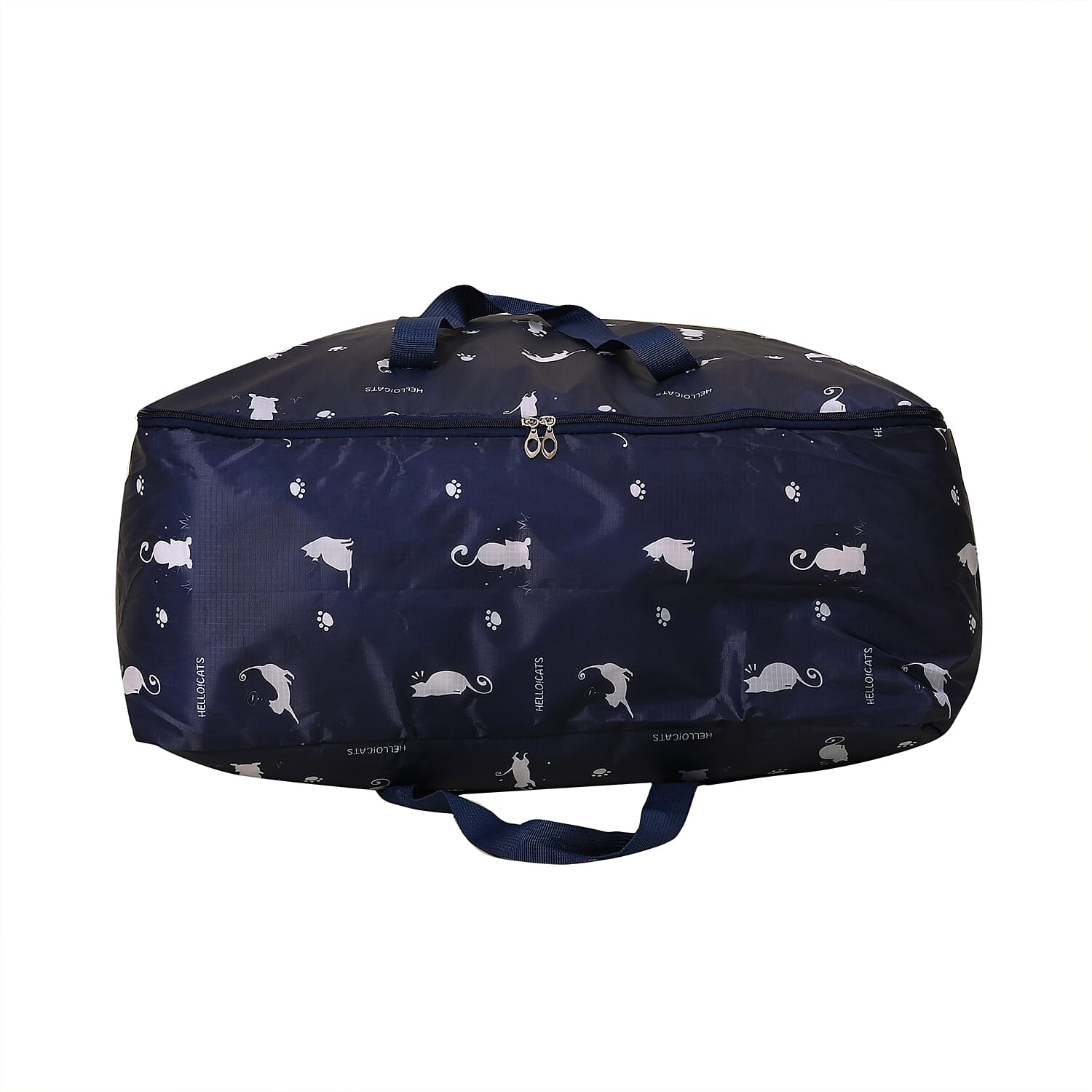 Set of 3 Cat Printed Storage Bags - Blue