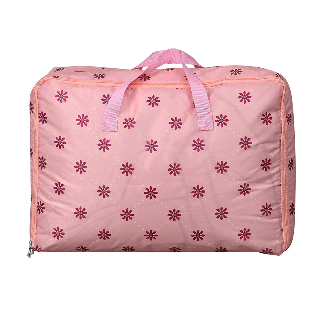 Set of 3 Floral Printed Storage Bags - Pink