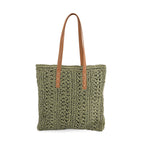 BLACK FRIDAY DEAL ONLY-Bohemian Crochet Tote Bag with Shoulder Straps - Green
