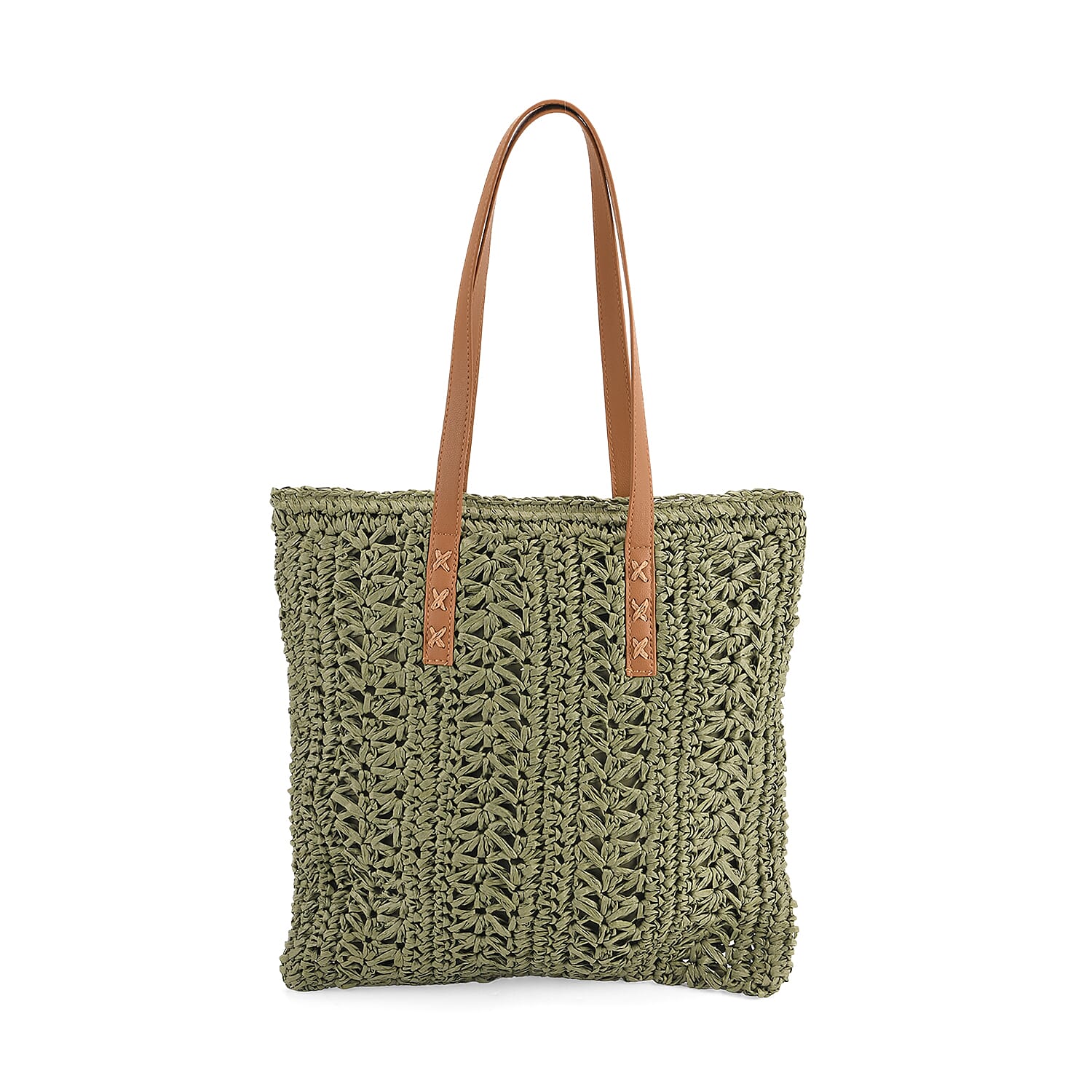 BLACK FRIDAY DEAL ONLY-Bohemian Crochet Tote Bag with Shoulder Straps - Green