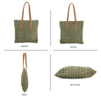 BLACK FRIDAY DEAL ONLY-Bohemian Crochet Tote Bag with Shoulder Straps - Green