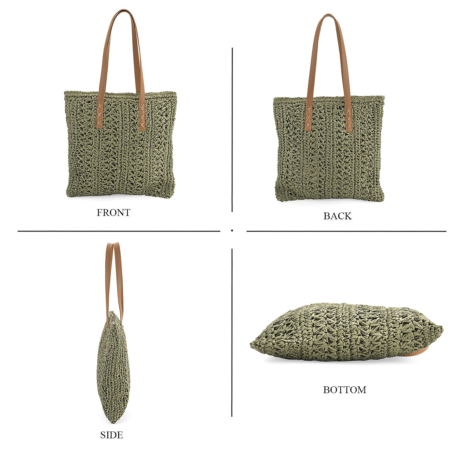 BLACK FRIDAY DEAL ONLY-Bohemian Crochet Tote Bag with Shoulder Straps - Green