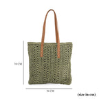 BLACK FRIDAY DEAL ONLY-Bohemian Crochet Tote Bag with Shoulder Straps - Green