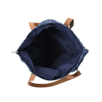 Bohemian Crochet Tote Bag with Shoulder Straps - Navy