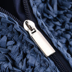 Bohemian Crochet Tote Bag with Shoulder Straps - Navy