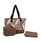 Set of 3- Tote Bag, Pouch - Picnic Mat - Khaki