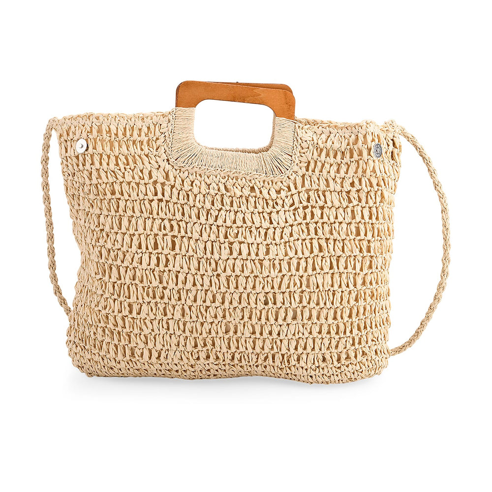 Patterned Tote Bag (Size 44x38x1 cm) - Beige & Beige