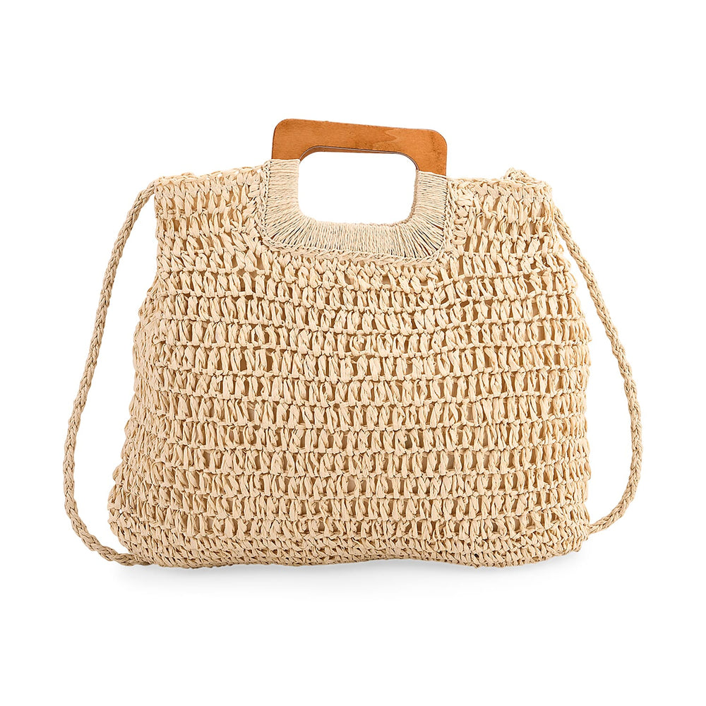 Patterned Tote Bag (Size 44x38x1 cm) - Beige & Beige