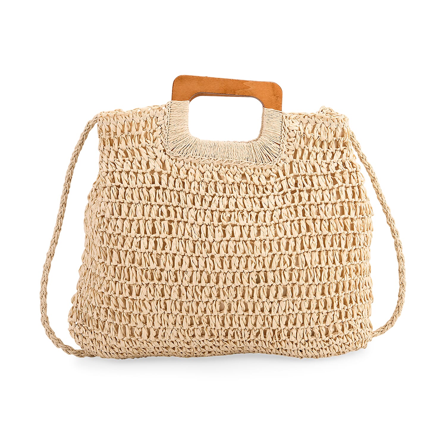 Patterned Tote Bag (Size 44x38x1 cm) - Beige & Beige