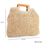 Patterned Tote Bag (Size 44x38x1 cm) - Beige & Beige