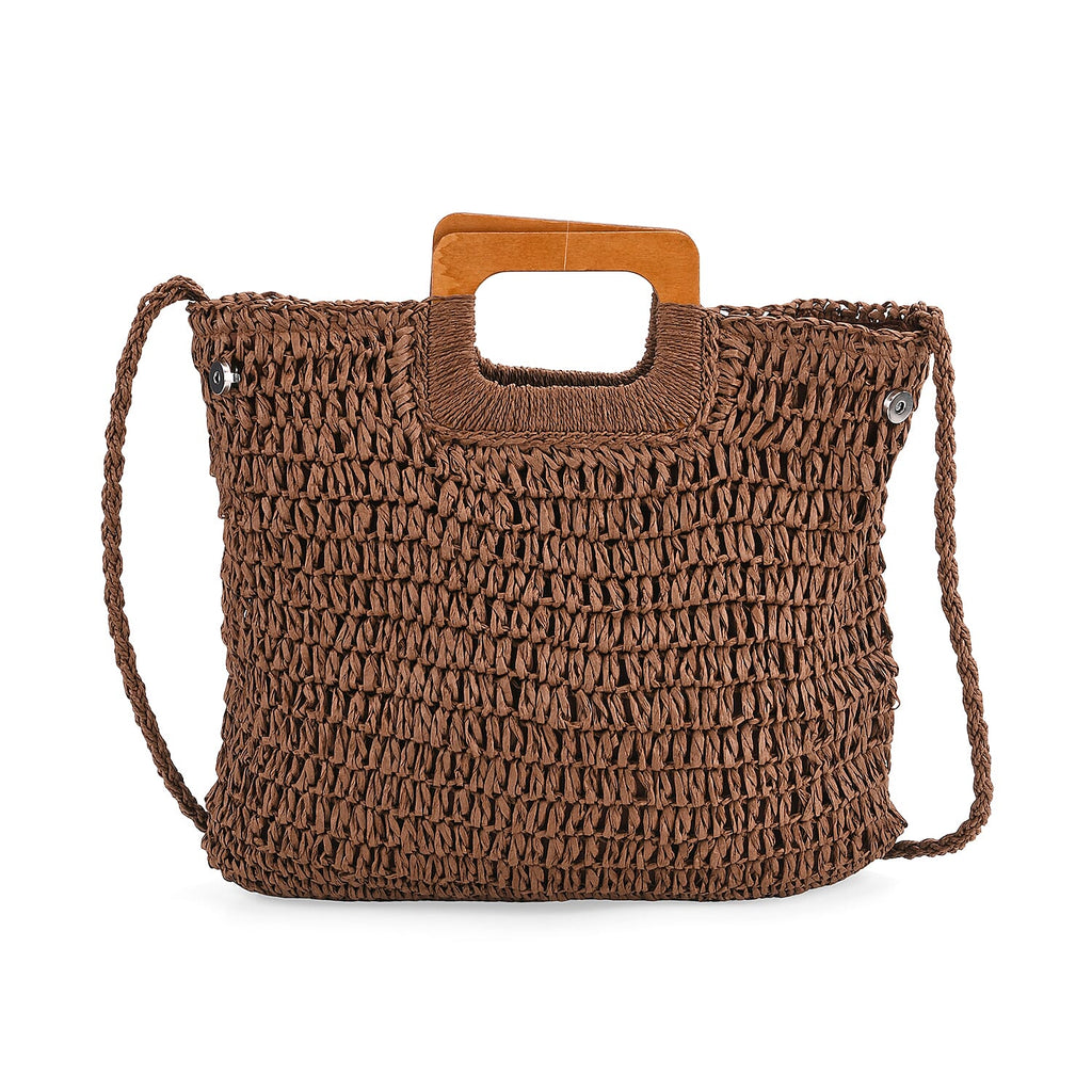 Patterned Tote Bag (Size 44x38x1 cm) - Brown & Beige