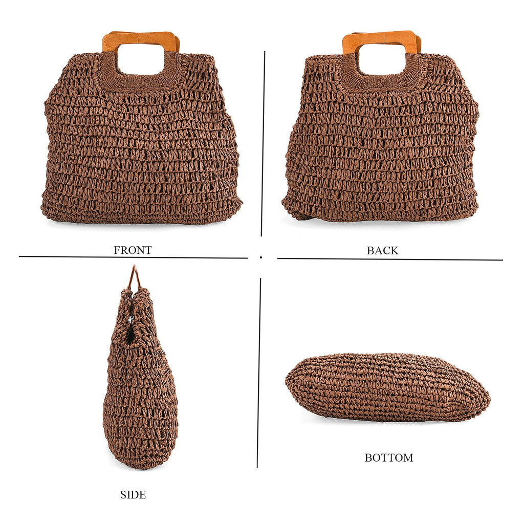 Patterned Tote Bag (Size 44x38x1 cm) - Brown & Beige
