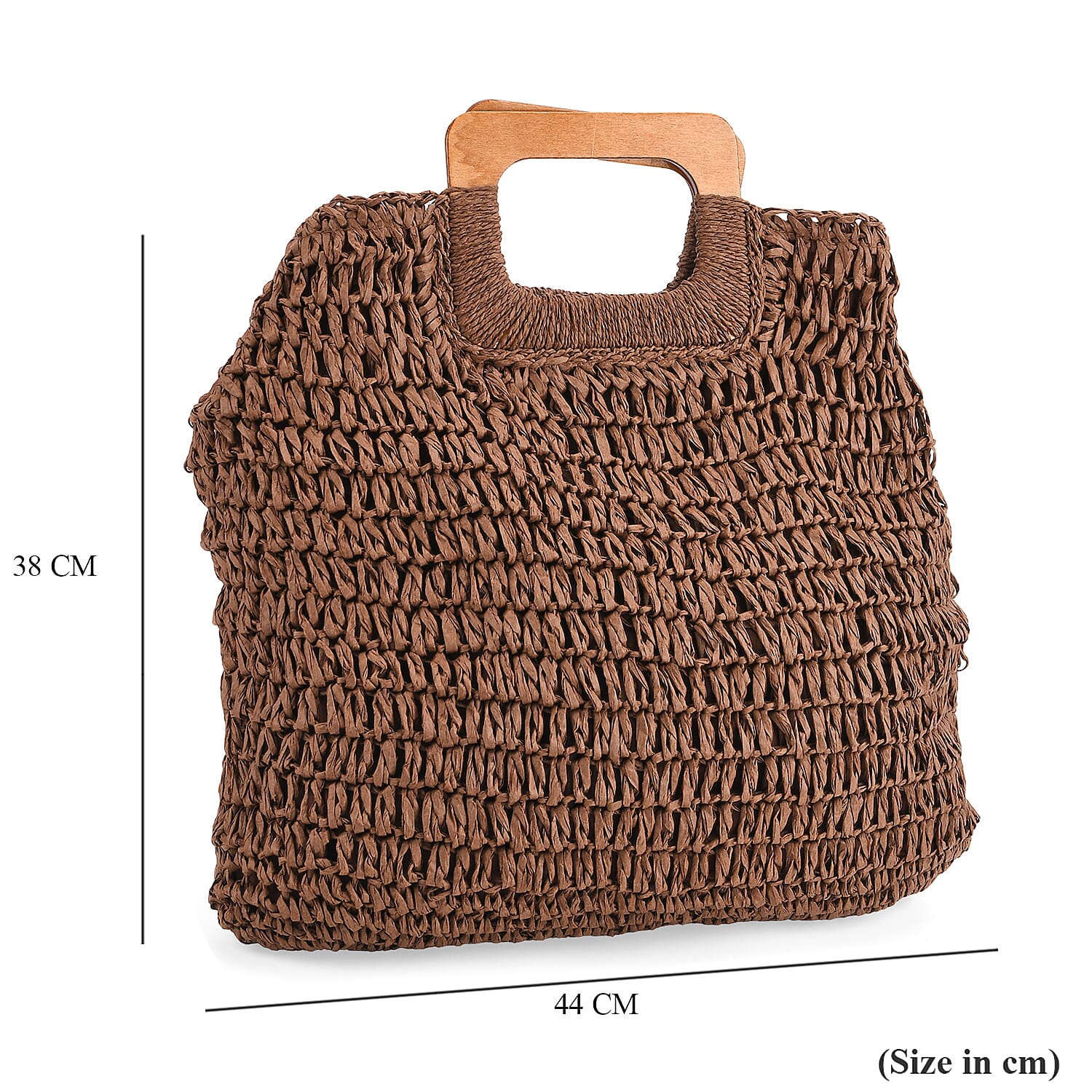 Patterned Tote Bag (Size 44x38x1 cm) - Brown & Beige