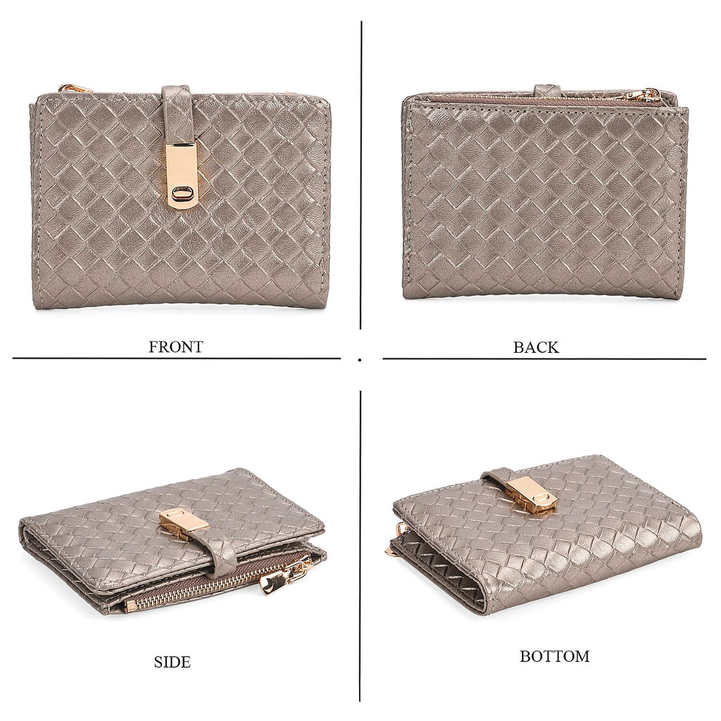 Designer Inspired - Woven Wallets with RFID Protection - Gold - Dark Green