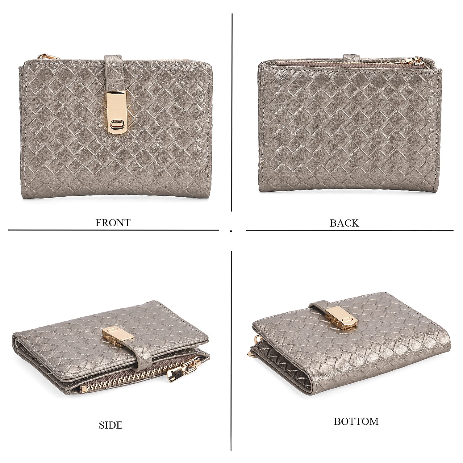 Designer Inspired - Woven Wallets with RFID Protection - Gold - Dark Green