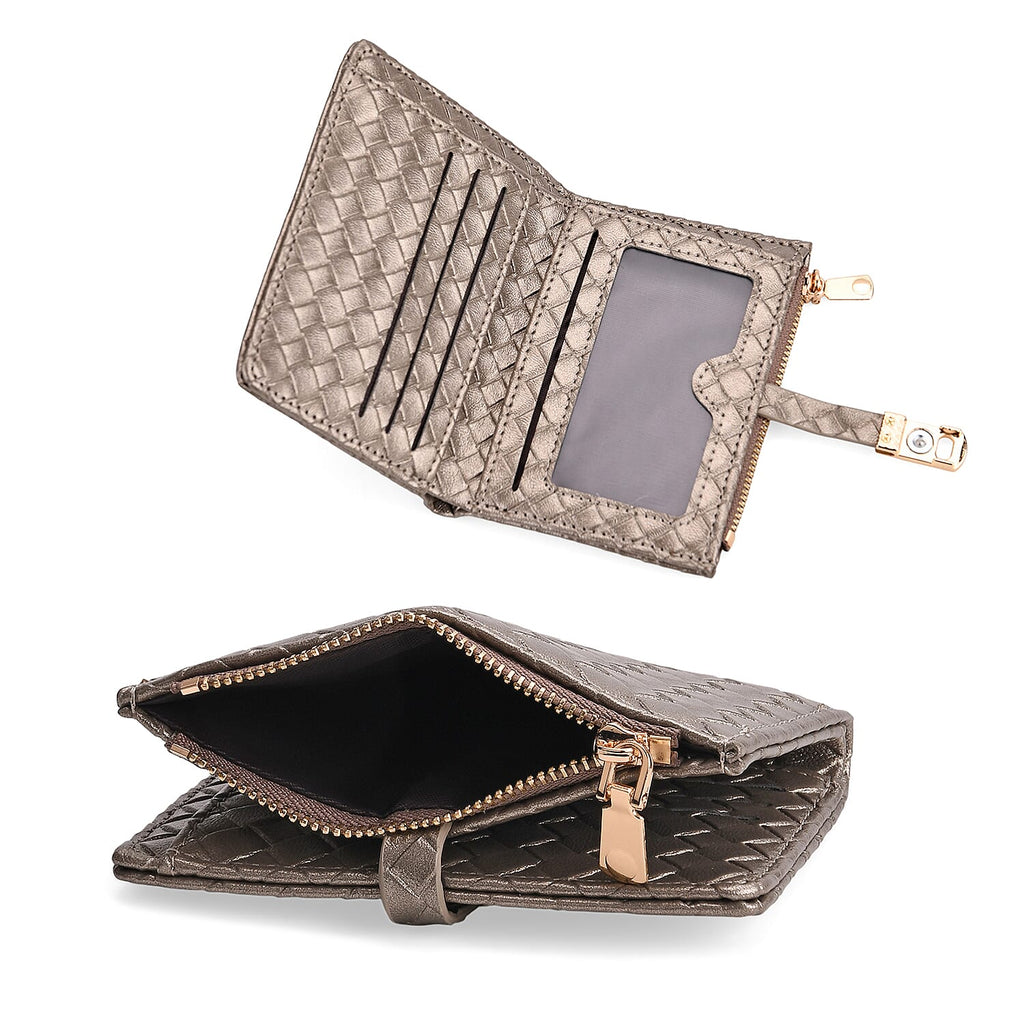 Designer Inspired - Woven Wallets with RFID Protection - Gold - Dark Green