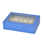 Leatherette 12 Slot Watch Box with Glass Window (Size 30x20x8 cm) - Blue