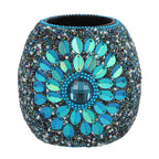 Handcrafted Set of 3 Blue Rhinestone Beaded Pens with Matching Holder Colour - Blue