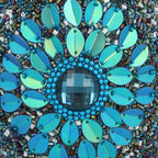 Handcrafted Set of 3 Blue Rhinestone Beaded Pens with Matching Holder Colour - Blue