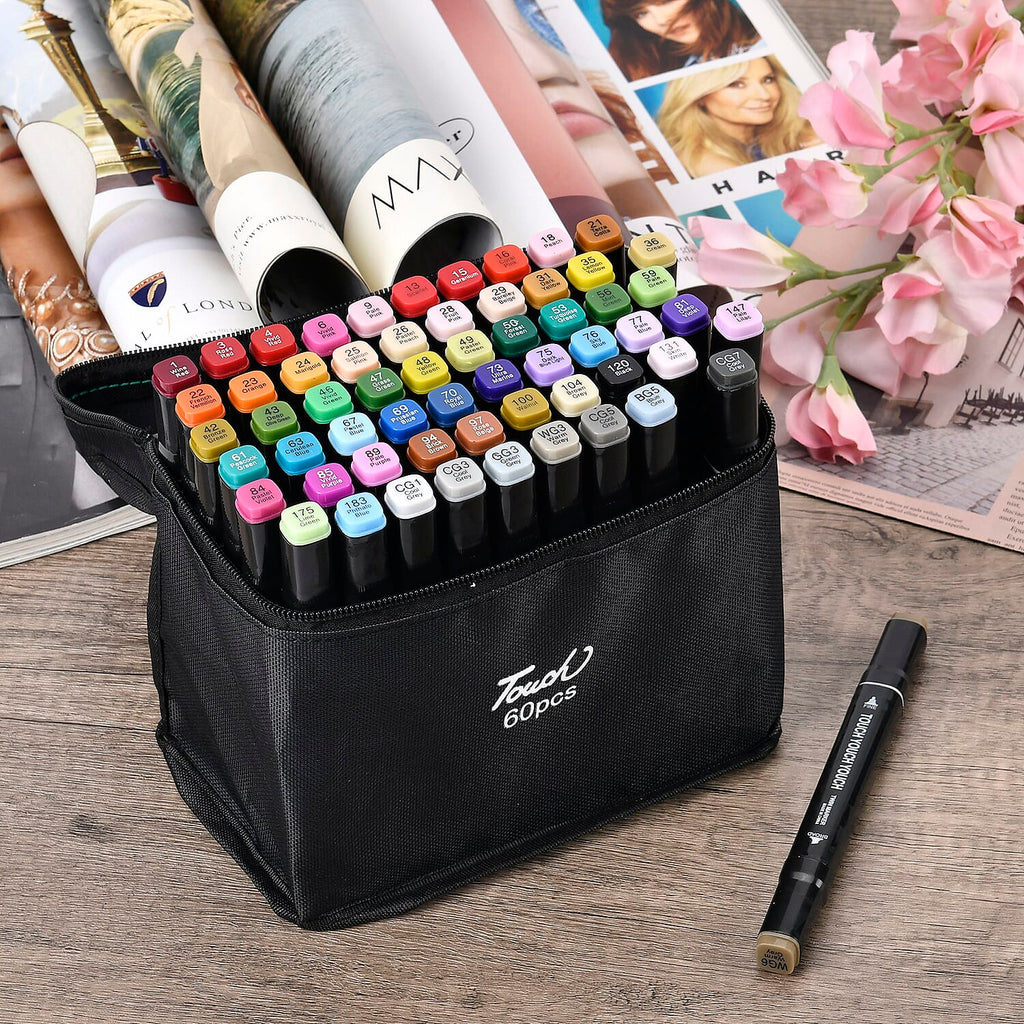 Set of 60 Dual Markers with Storage bag