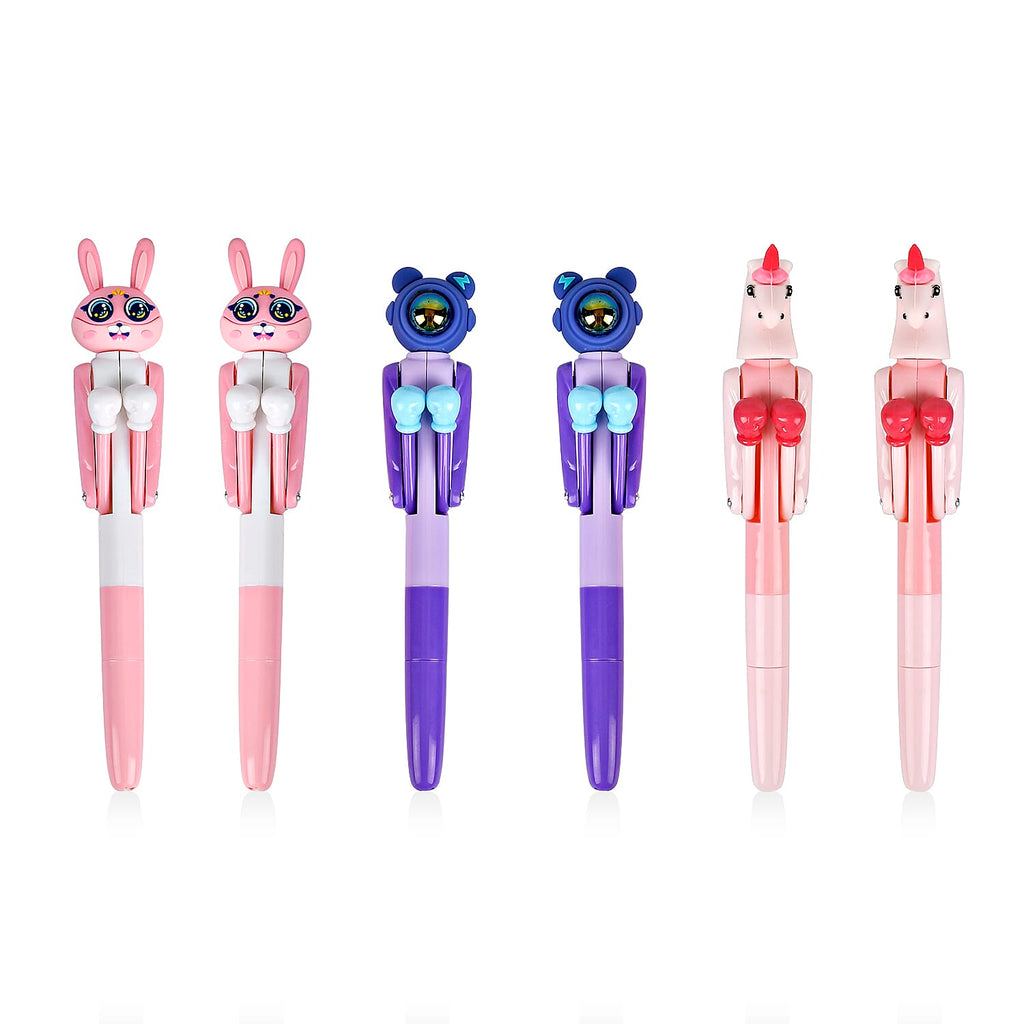 Set of 6 Boxing Pens (2x Astronaut, 2x Rabbit, 2x Unicorn) - Multi