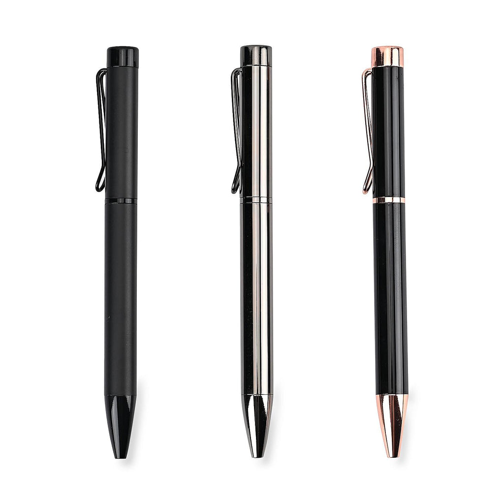 Set of 3 Pieces Black Ballpoint Pen - Black & Grey
