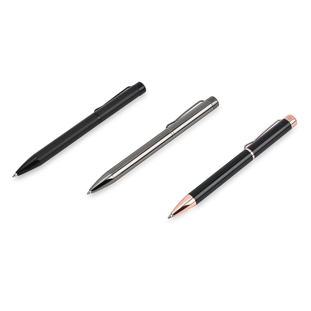 Set of 3 Pieces Black Ballpoint Pen - Black & Grey